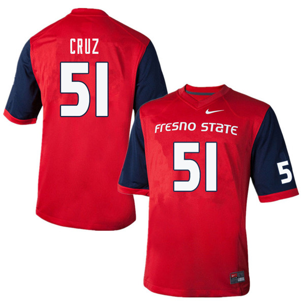 Men #51 Alex Cruz Fresno State Bulldogs College Football Jerseys Sale-Red